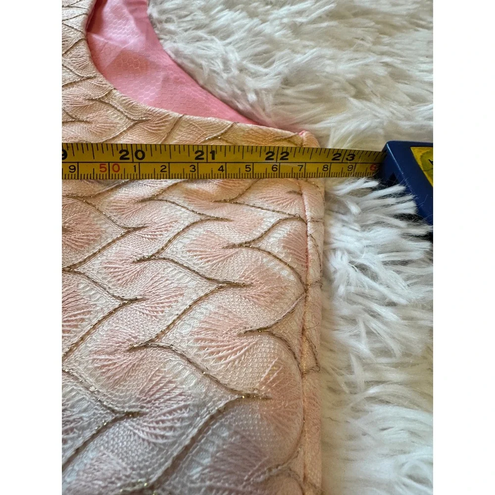 Wintage Mens Indian SHadi Pink Gold Brocade Nehru Vest Waistcoat Size 46 115cm